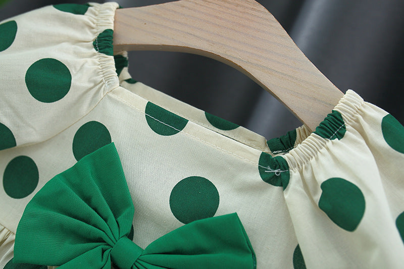 Wholesale 4 sets Kids 2023 Summer Polka Dot Butterfly Cotton Dress